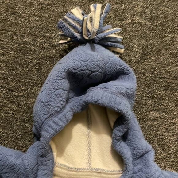 REI Brand Infant Fleece Bunting Size 3 Months Blue Floral Embossed Zip Up Hooded - Picture 7 of 10